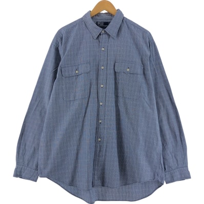 古着 ラルフローレン Ralph Lauren POLO by Ralph Lauren グレンチェック 長袖 コットンチェックシャツ メンズXL相当/eaa527801