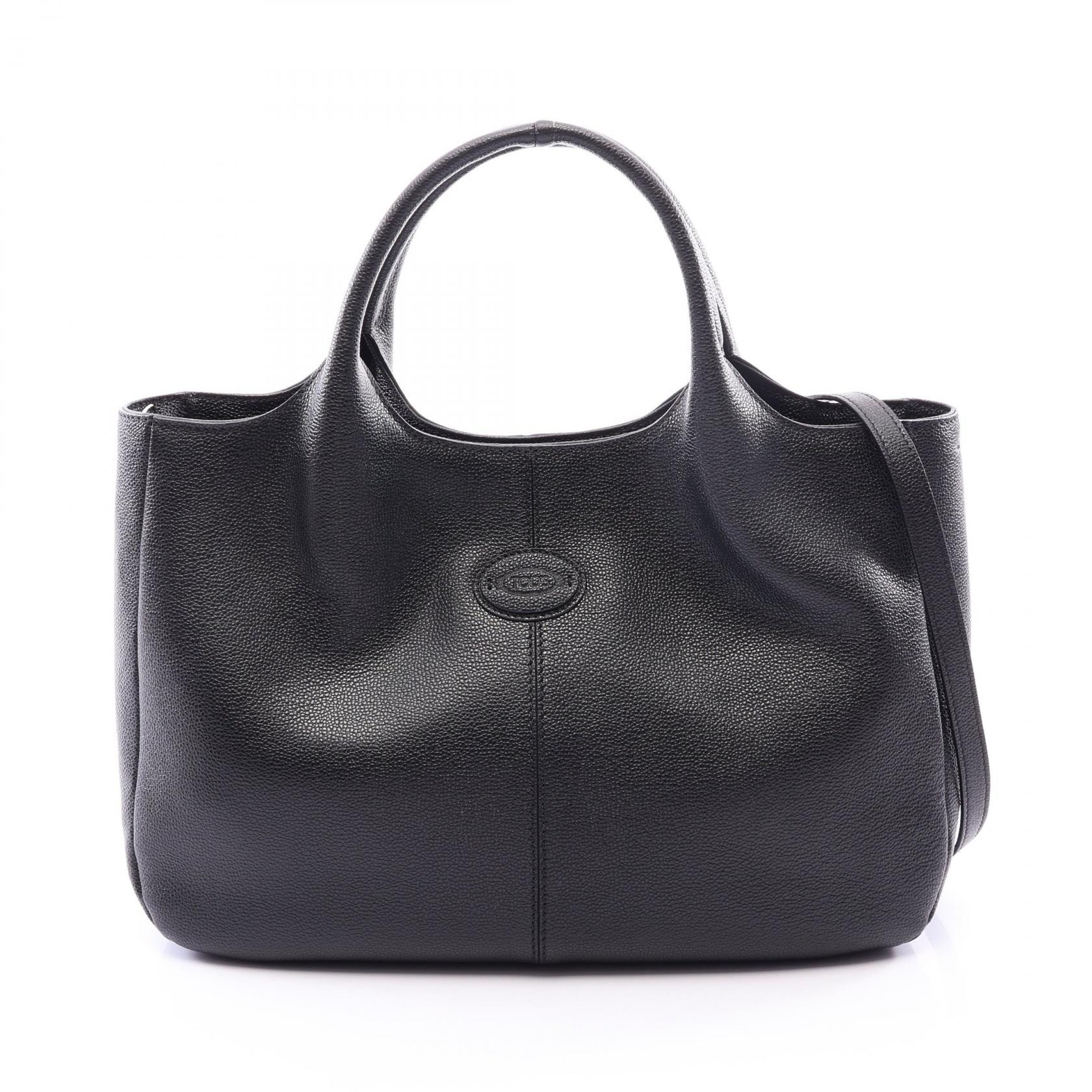 トッズ TOD'S ALH ショッピングトート 2WAY トートバッグ バッグ レザー レディース ブラック系 【中古】