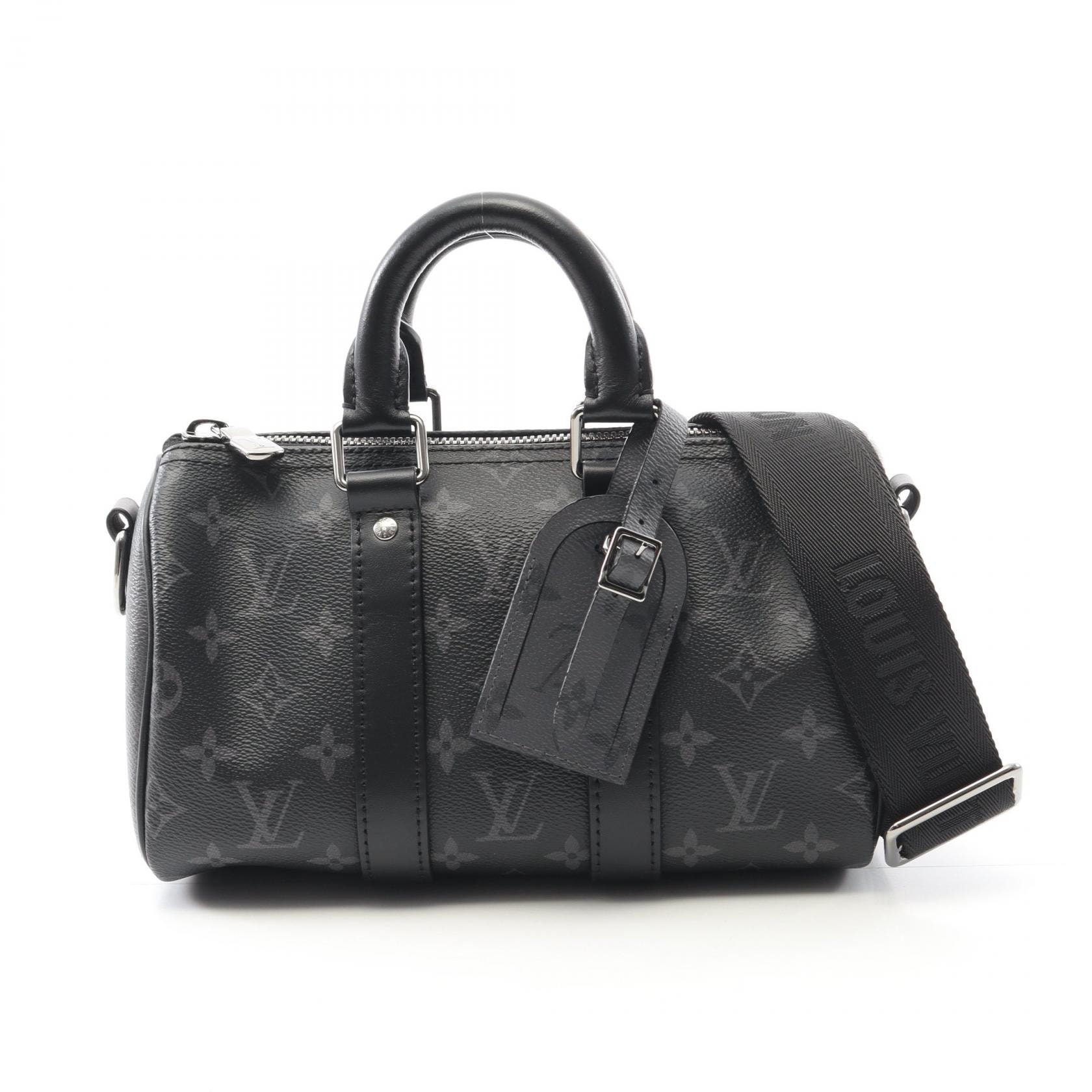 ルイ・ヴィトン LOUIS VUITTON キーポル バンドリエール 25 ハンドバッグ バッグ PVCコーティングキャンバス レザー モノグラム・エクリプスリバース グレー メンズ ブラック系 / グレー系 M46271 【中古】