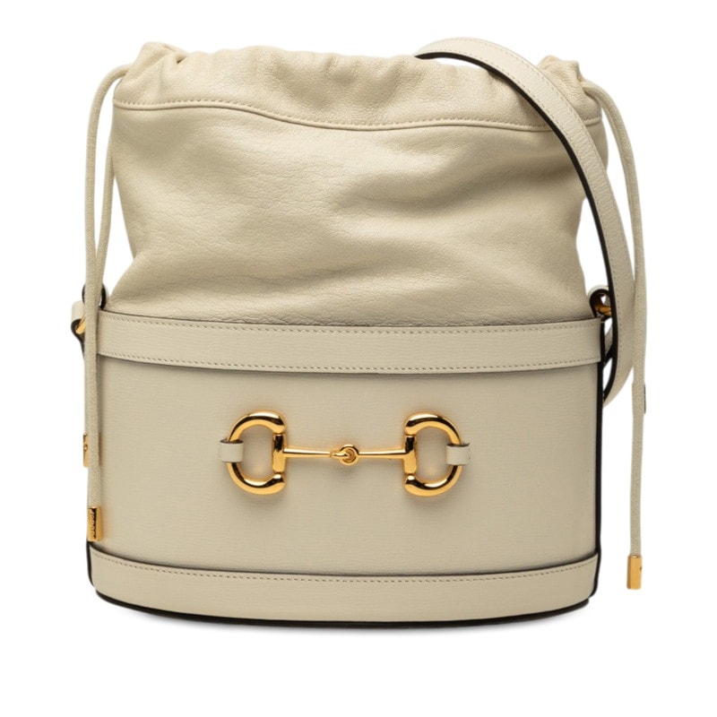 グッチ ホースビット 1955 斜め掛け ショルダーバッグ バケットバッグ 602118 ホワイト レザー レディース GUCCI 中古