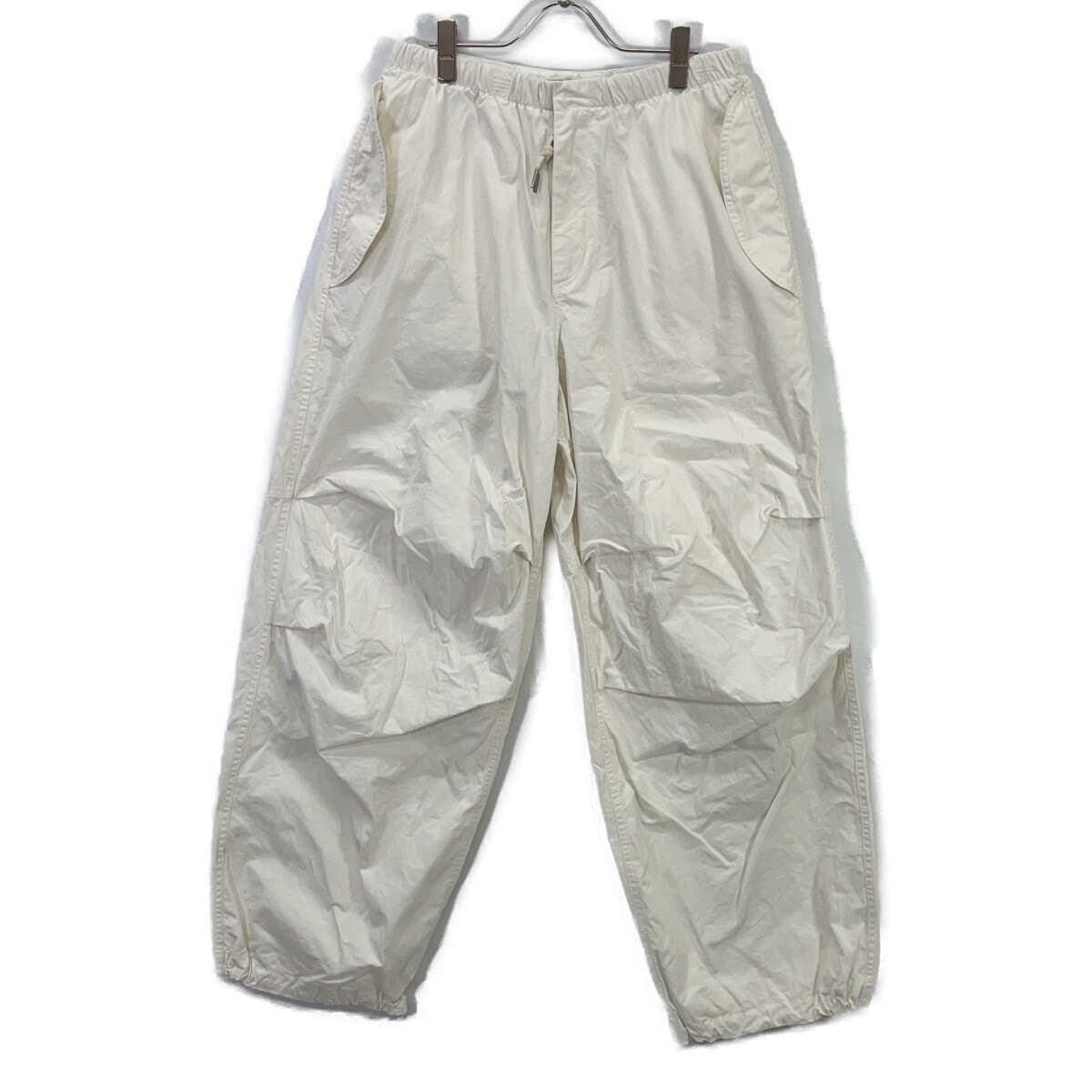 ジルサンダー J21KA0147 24SS ホワイト コットン ニーレングスプリーツ パンツ 46