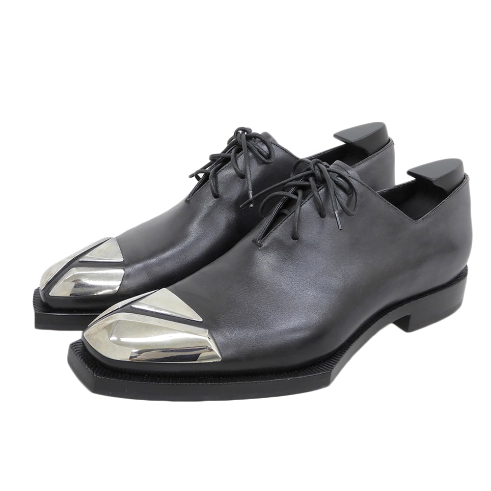 ベルルッティ 美品 アレッサンドロ ヴェネチアカーフ トゥスチール ダービーシューズ メンズ ブラック 8 8