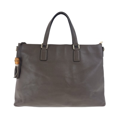 美品 GUCCI グッチ バンブー ブラウン ゴールド金具 レザー トートバッグ ショルダーバッグ 504819 【中古】
