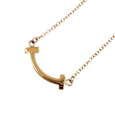TIFFANY&Co. ティファニー ネックレス Tスマイル ミニペンダント ジュエリー アジャスター付き 18金PG Au750 アクセサリー K18ピンクゴールド レディース 約2.3g【中古品】