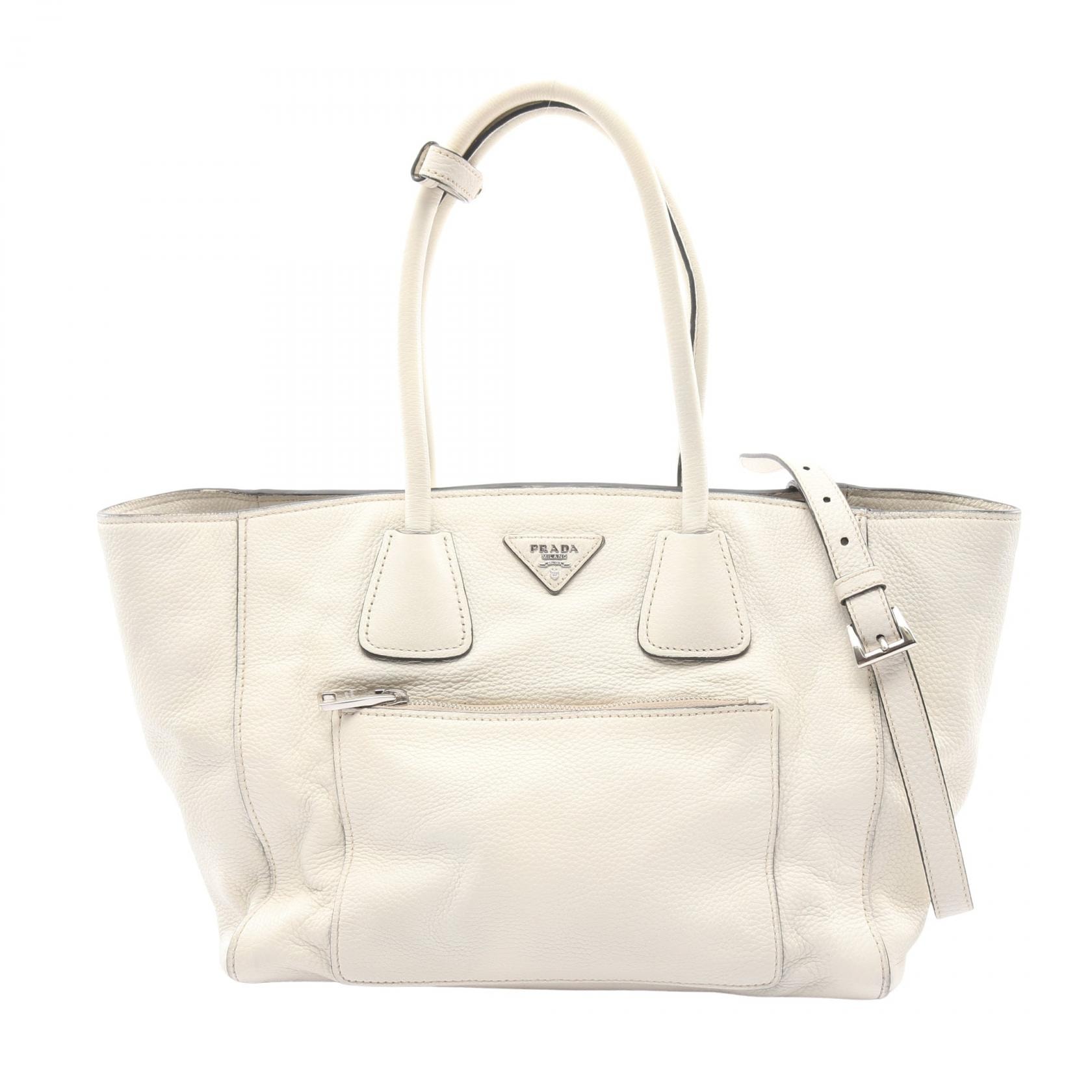 プラダ PRADA ハンドバッグ バッグ レザー レディース ホワイト系 【中古】