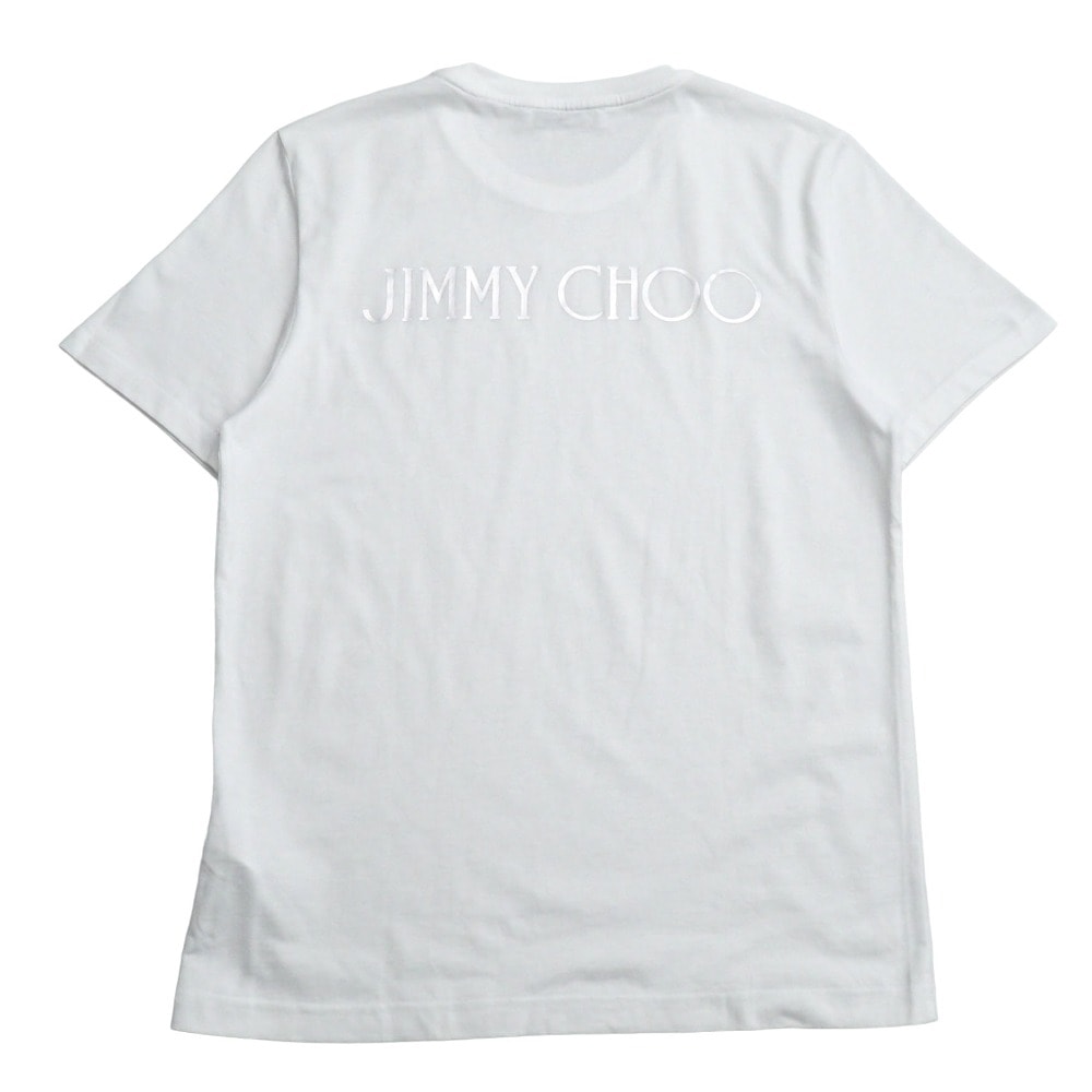 ■美品■JIMMY CHOO ジミーチュウ 半袖Tシャツ サイズM ロゴ 白T ユニセックス イタリア製 ブランド古着【中古】20260619/RA9998