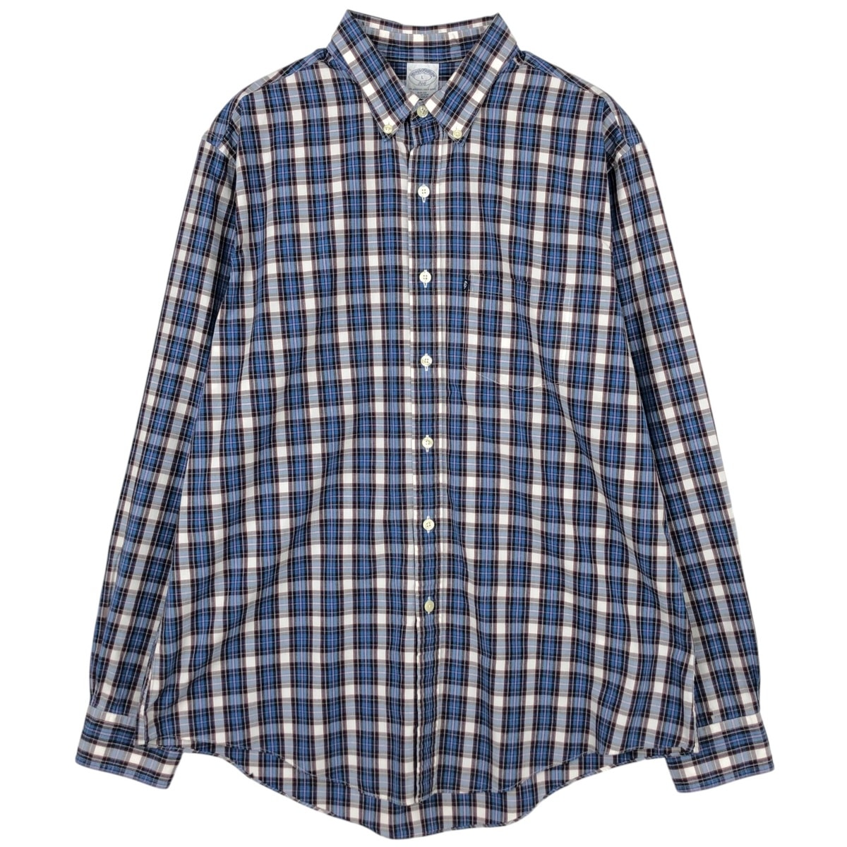 古着 ブルックスブラザーズ Brooks Brothers 346 SLIM FIT チェック柄 長袖 ボタンダウンチェックシャツ メンズL相当/eaa622269