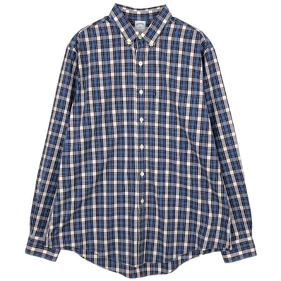 古着 ブルックスブラザーズ Brooks Brothers 346 SLIM FIT チェック柄 長袖 ボタンダウンチェックシャツ メンズL相当/eaa622269