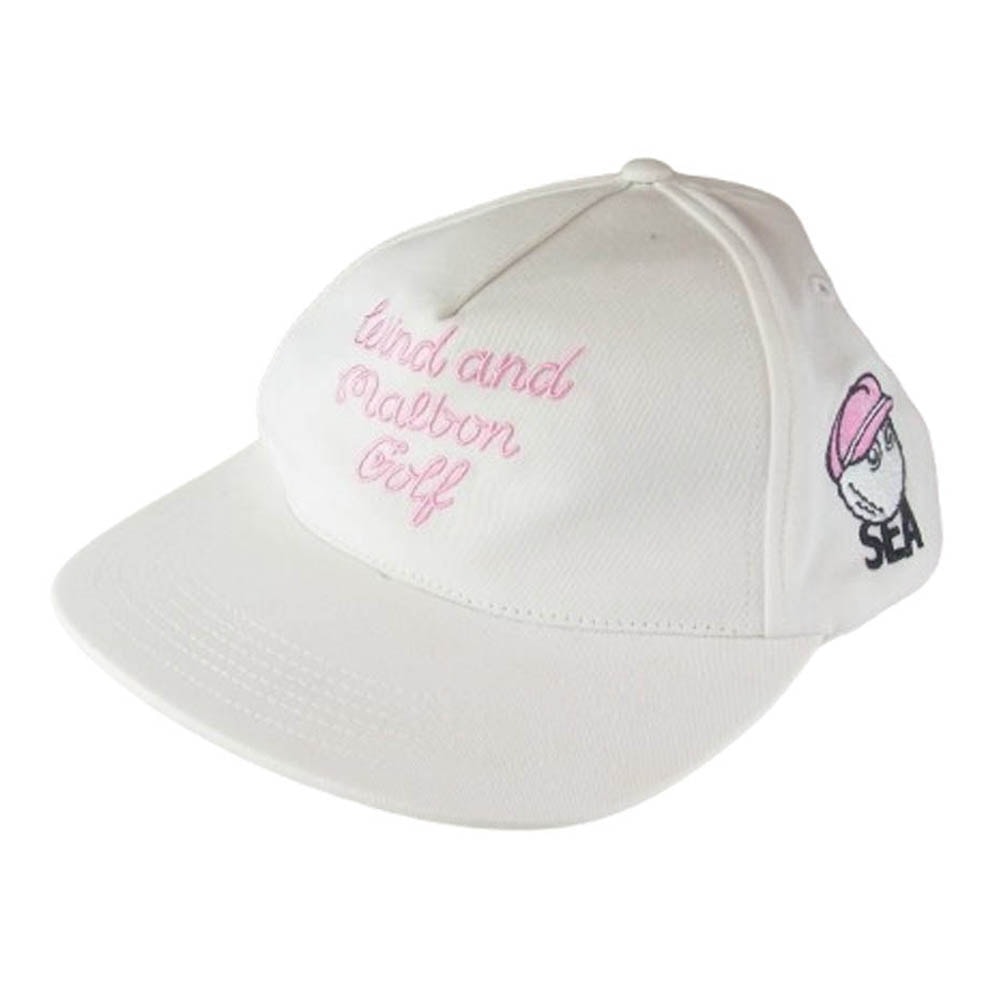 WIND AND SEA ウィンダンシー キャップ WDS-MALBON-20 × MALBON GOLF マルボン ゴルフ WDS SNAP BACK CAP スナップ バック キャップ ホワイト系 L【中古】