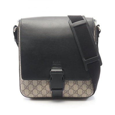 グッチ GUCCI GGスプリーム ショルダーバッグ バッグ PVCコーティングキャンバス レザー メンズ ベージュ系 / ブラック系 406368 【中古】