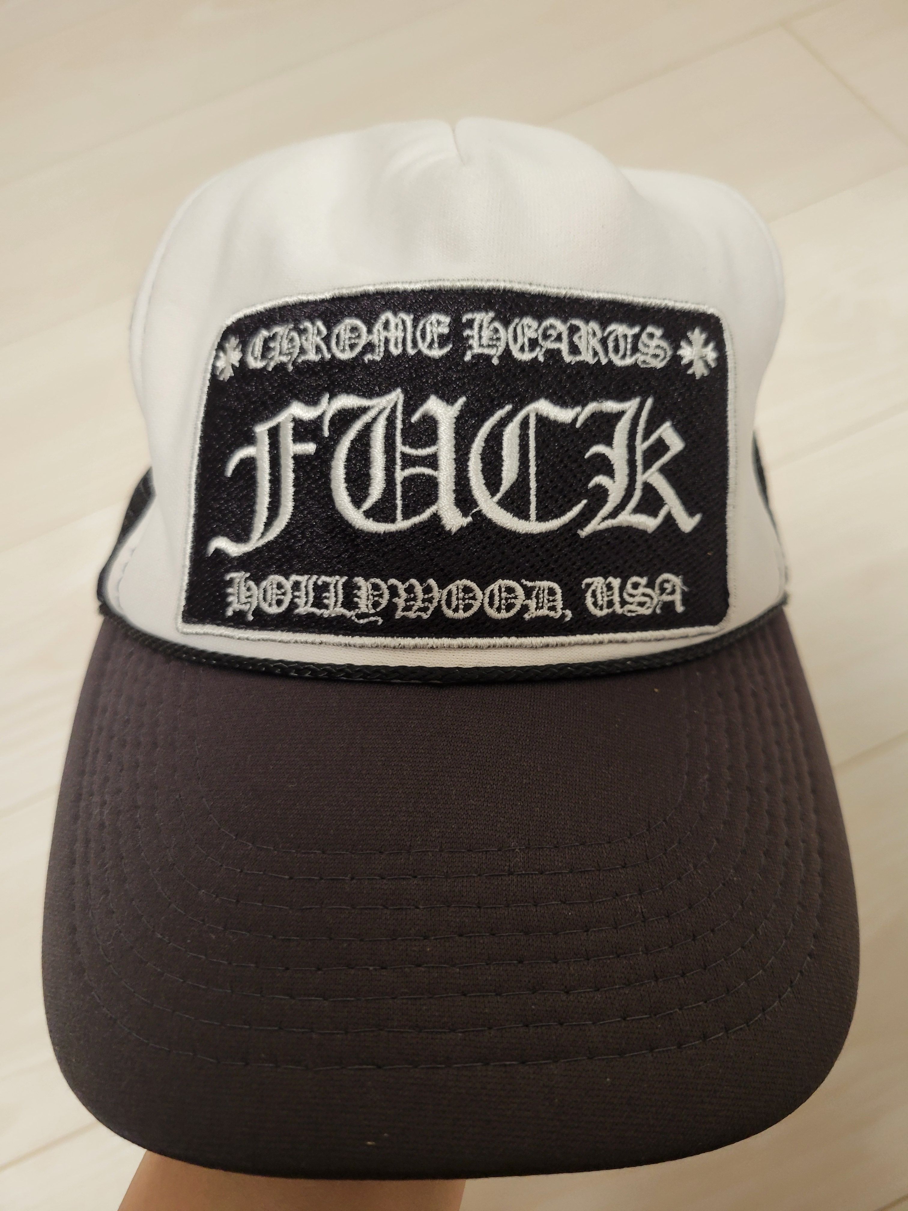 Chrome Hearts Tracker Cap Fuck "Black/White"