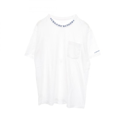 クロムハーツ CHROME HEARTS ネックロゴ 半袖Tシャツ 衣料品 トップス コットン メンズ ホワイト系 / ブルー系 【中古】