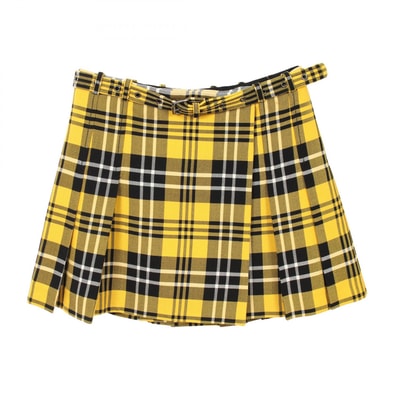 ディオール Dior チェック ミニプリーツスカート スカート 衣料品 ボトムス ウール レディース イエロー系 / ブラック系 【中古】