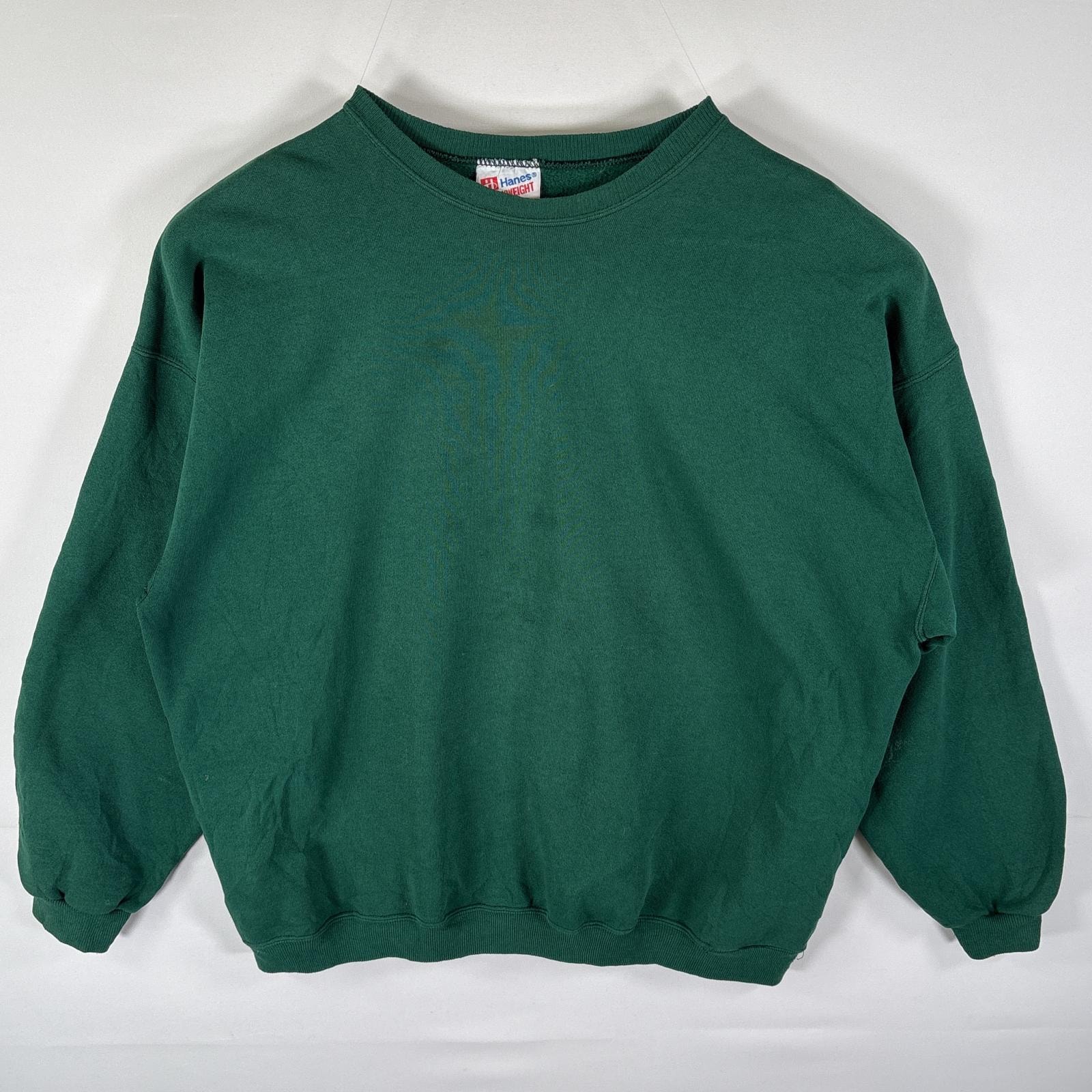古着 90's/90年代 ヘインズ Hanes USA製 スウェット トレーナー クルーネック 無地 大きいサイズ 14041 グリーン メンズ