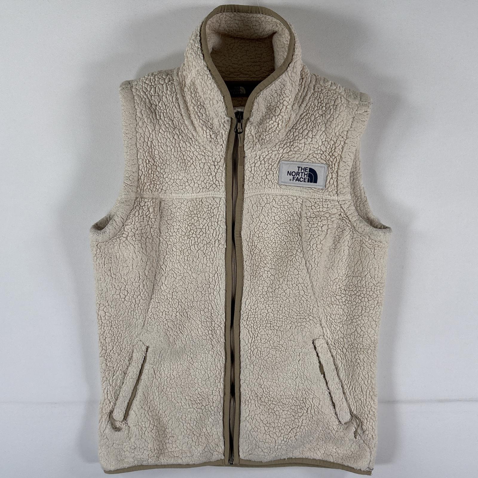 古着 ザ・ノースフェイス THE NORTH FACE フリースベスト ワンポイントロゴ ボア フルジップ S  ベージュ系 レディース