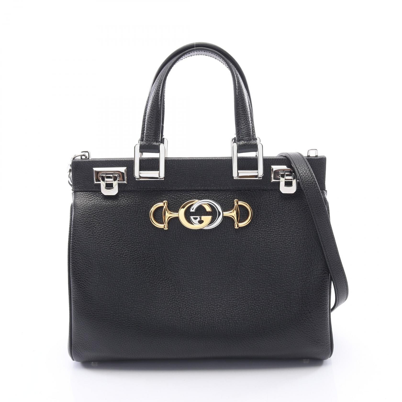 グッチ GUCCI ズゥミ スモール 2WAYトップハンドルバッグ ハンドバッグ バッグ レザー レディース ブラック系 569712 【中古】