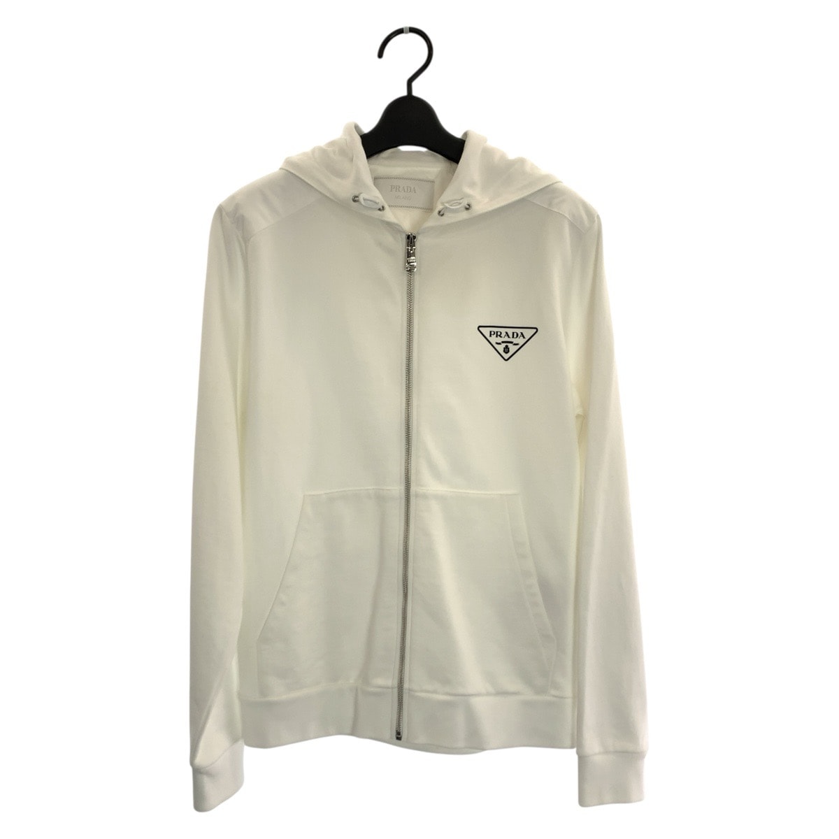 PRADA プラダ サイズXS ホワイト コットン ナイロン/ ジップアップパーカー フーディ 602708 【中古】