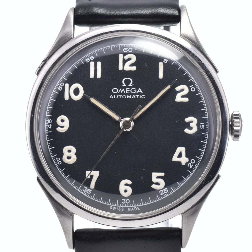 オメガ OMEGA ヴィンテージ ハーフローター Cal.28.10RA ブラック 自動巻き メンズ 良品 腕時計 N#147932