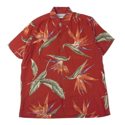 WACKO MARIA ワコマリア その他トップス 18SS BIRD OF PARADISE S/S HAWAIIAN SHIRT バード オブ パラダイス ハワイアン オープンカラー 極楽鳥花 半袖 シャツ エンジ系 S【中古】