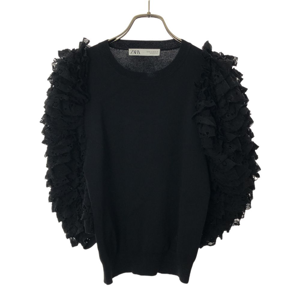 ZARA 7分袖 袖レース ニット カットソー