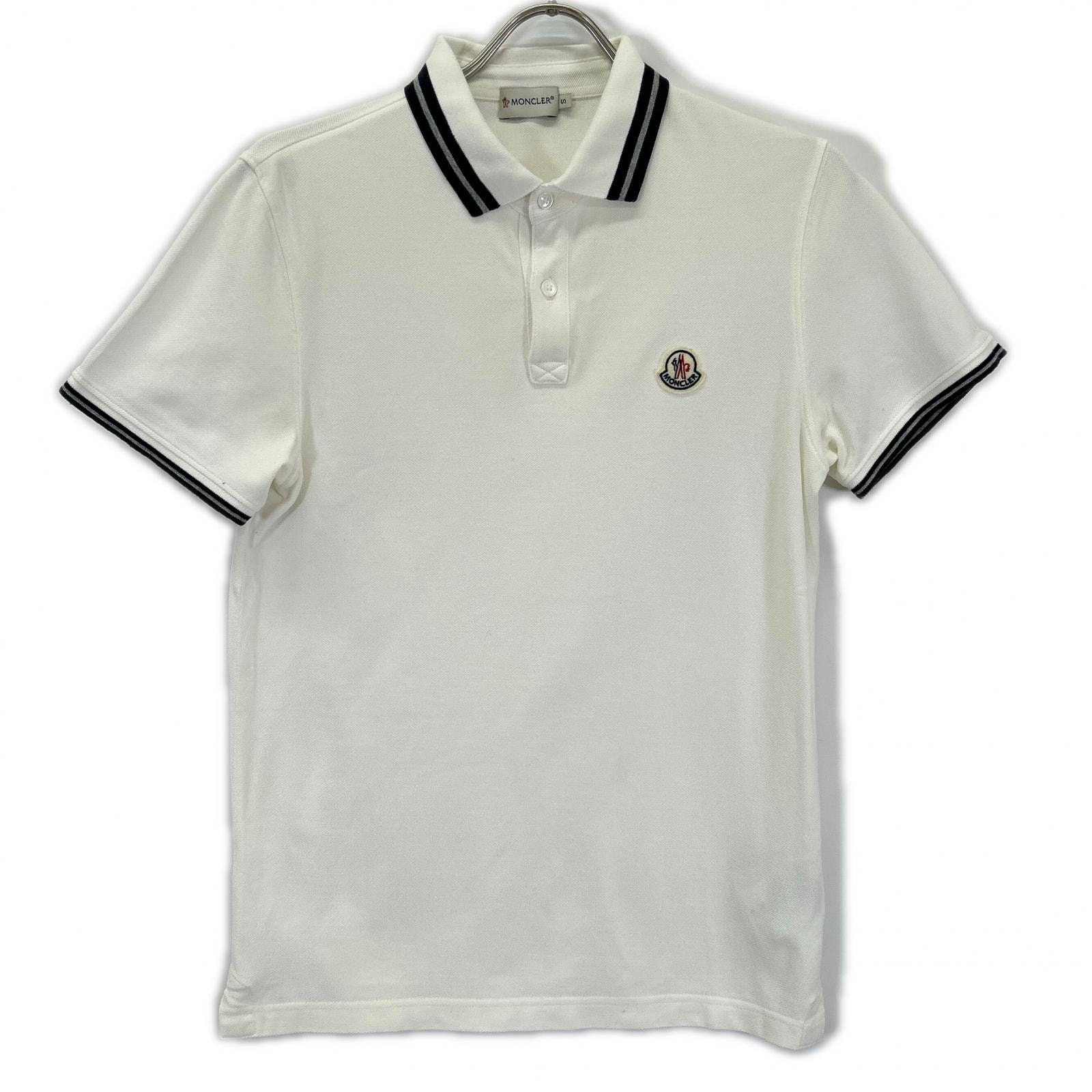 モンクレール ホワイト ボーダー maglia polo manica corta 半袖ポロシャツ S
