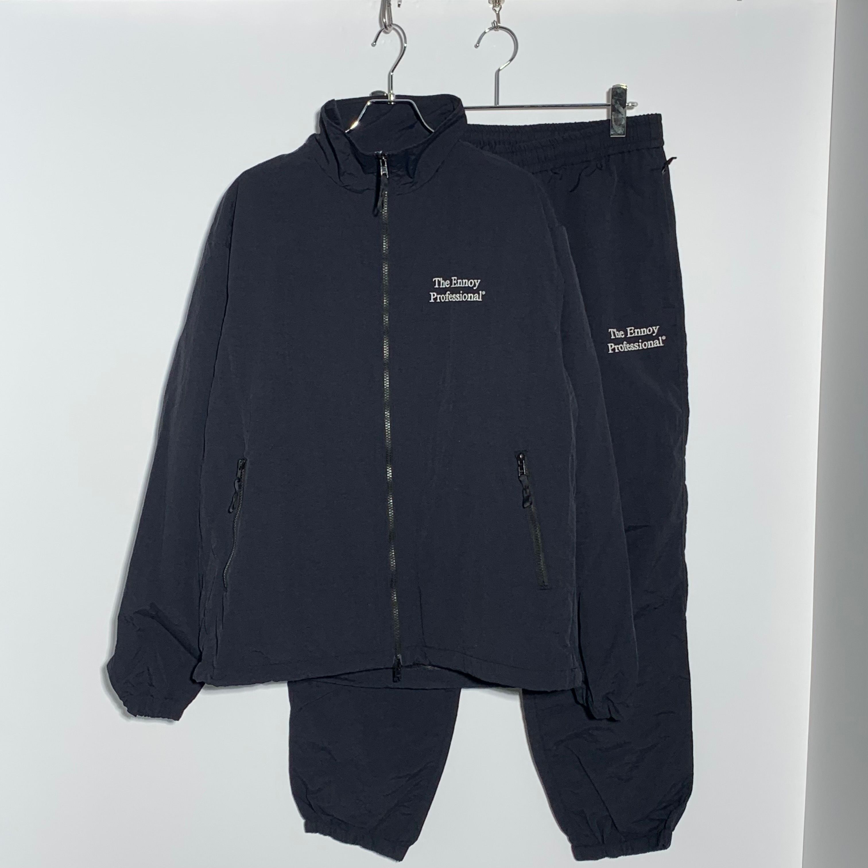 ENNOY 23AW Stylistshibutsu Nylon Track Suit Set Up Black × White AW23BRENJK02LP / AW23BRENPT04LP