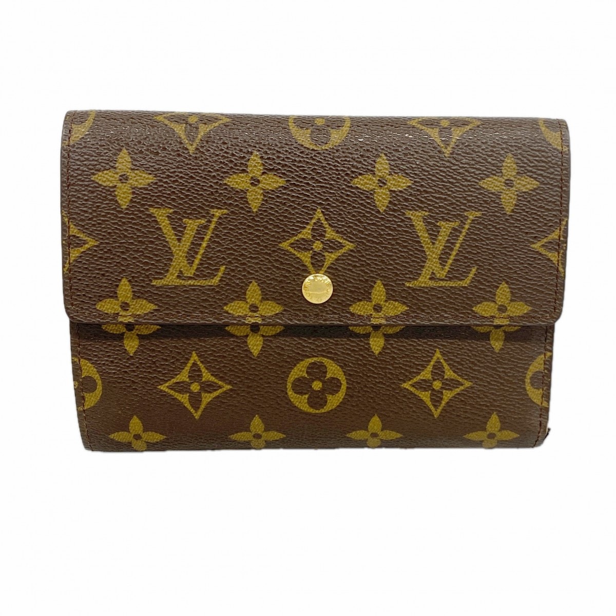 【6dc2503】ルイヴィトン 三つ折り財布 モノグラム ポルトトレゾールエテュイシェキエ M61200 ブラウン【中古】レディース