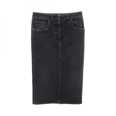 プラダ PRADA トライアングルロゴ スカート 衣料品 ボトムス コットン レディース ブラック系 【中古】