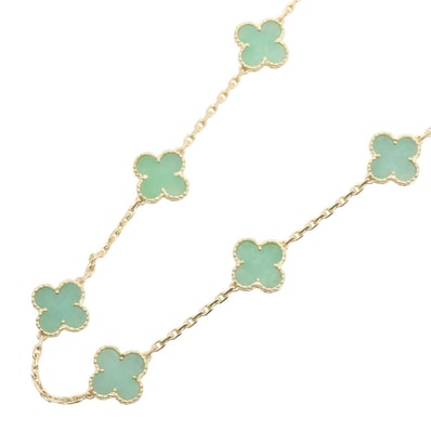 ヴァンクリーフ&アーペル Van Cleef & Arpels ヴィンテージアルハンブラ グリーンジェイド 10モチーフ ネックレス ネックレス ジュエリー K18(イエローゴールド) グリーンジェイド レディース ゴールド系 /