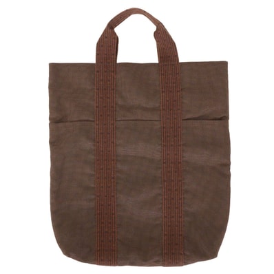 【渋谷並木橋店】HERMES エルメス トートバッグ エールライン カバス MM ブラウン キャンバス シルバー金具 Aランク【中古】