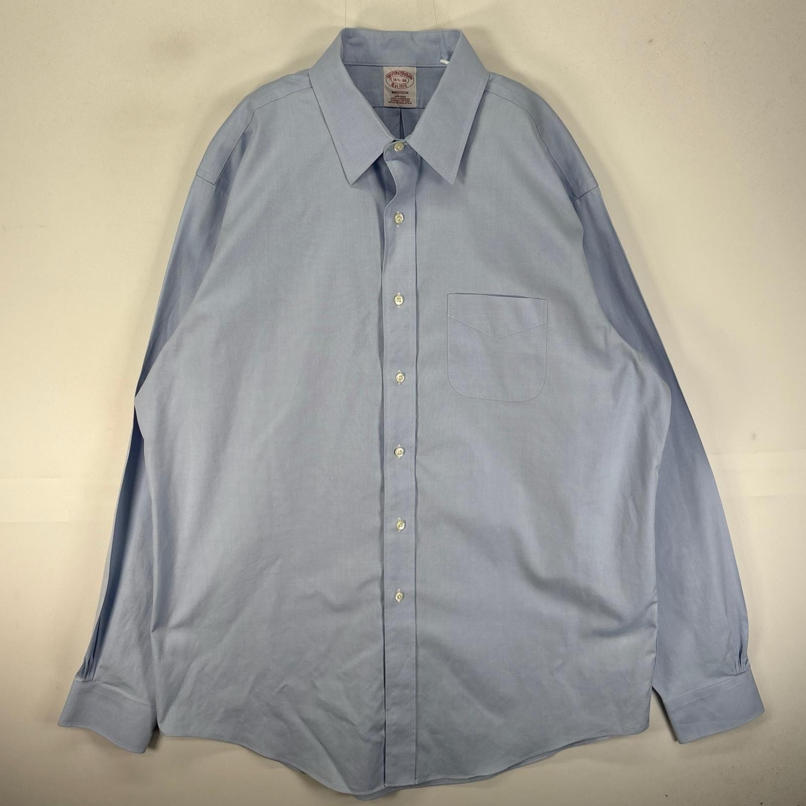 古着 ブルックスブラザーズ Brooks Brothers 長袖シャツ 胸ポケット MADISON L  ブルー系 無地 メンズ