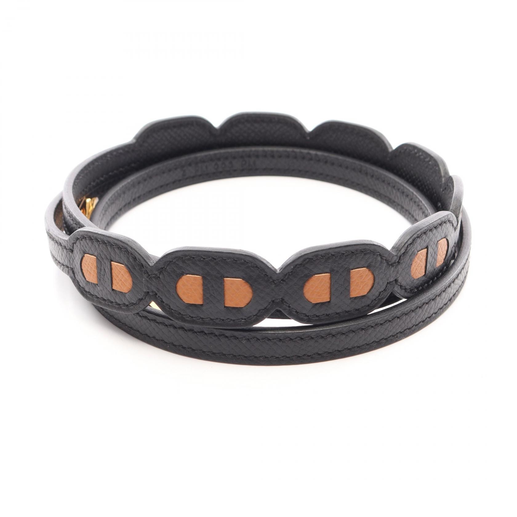 エルメス HERMES バンドリエール マイヨン シェーヌダンクル ショルダーストラップ アクセサリー ヴォーエプソン ヴォーエプソン Z刻印(2021年製造) レディース ブラック系 / ブラウン系 【中古】