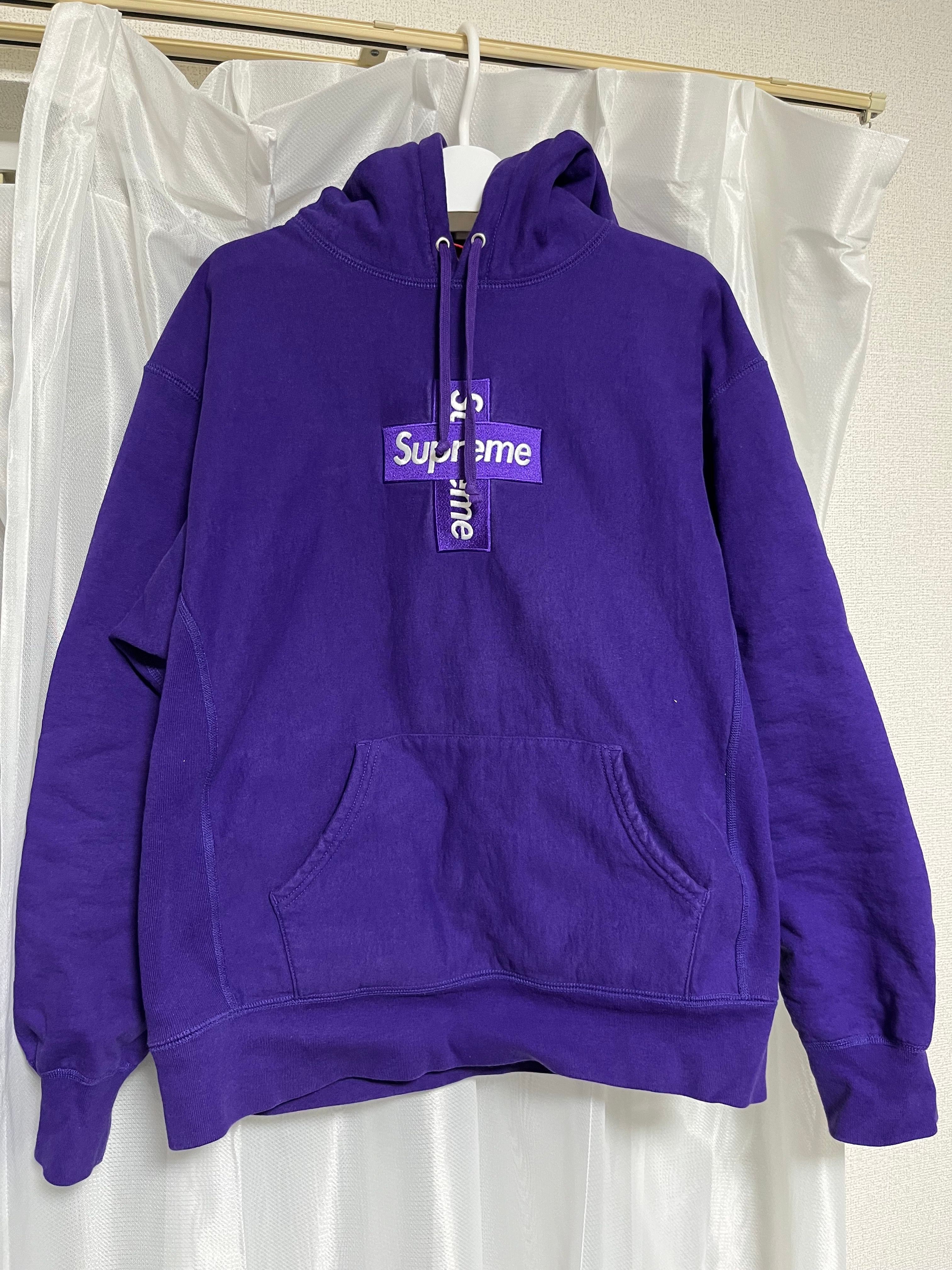 Supreme Cross Box Logo Hooded Sweatshirt "Purple"