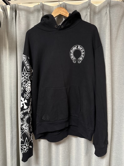 Chrome Hearts HD PLVR Sleeve Multi Print Pullover Hoodie "Black/White"