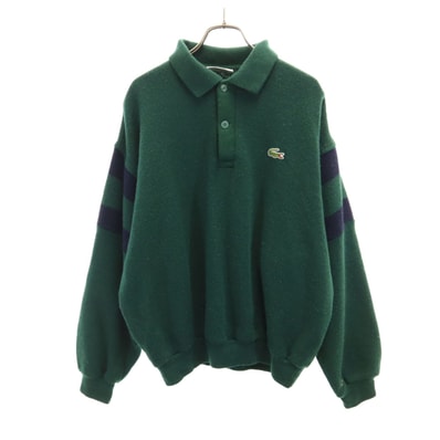 LACOSTE ラコステ 70s 80s フランス製 ヴィンテージ 長袖 ポロシャツ S グリーン ニット