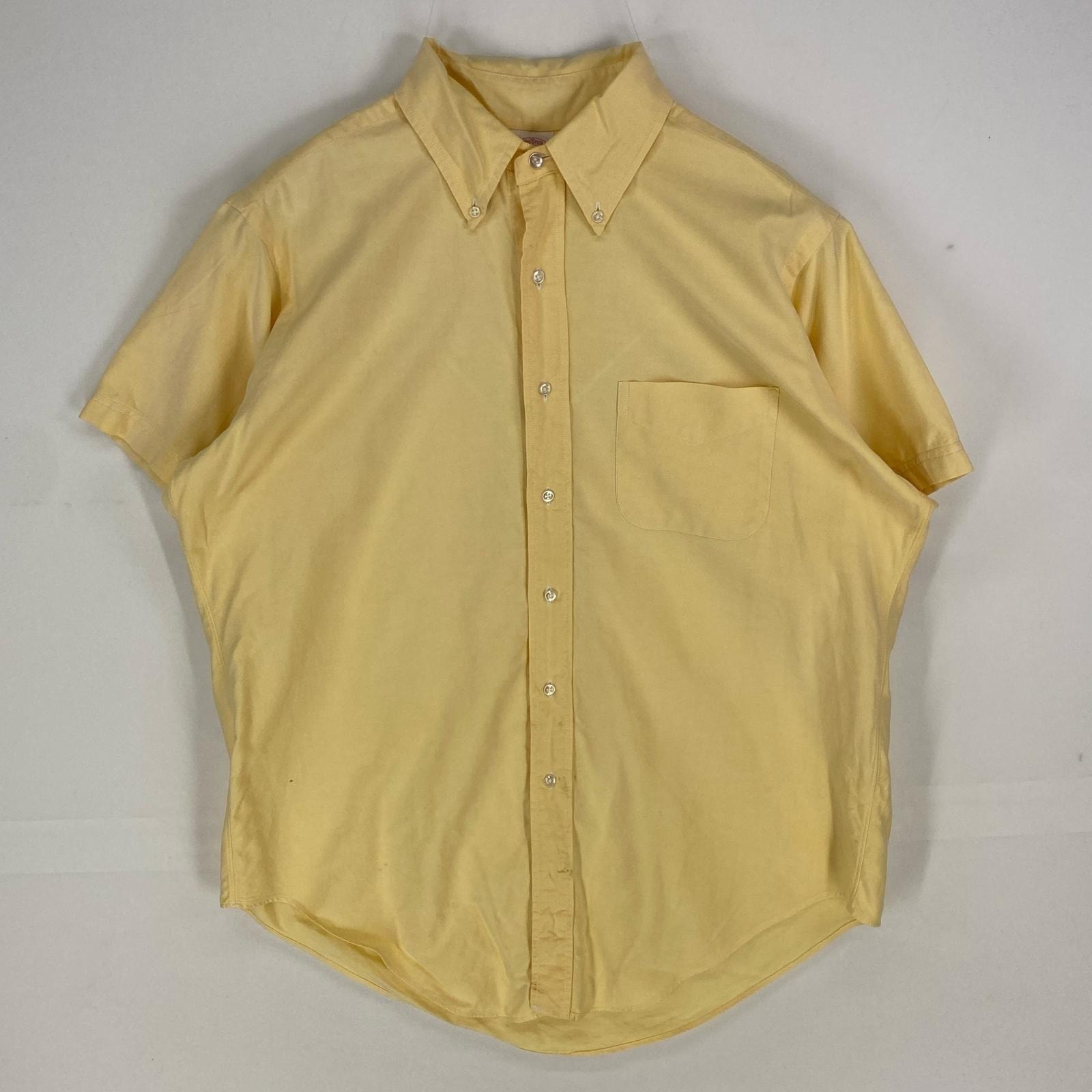 古着 80's~90's/80年代~90年代 ヴィンテージ ブルックスブラザーズ Brooks Brothers USA製 長袖シャツ L  イエロー系 無地 メンズ