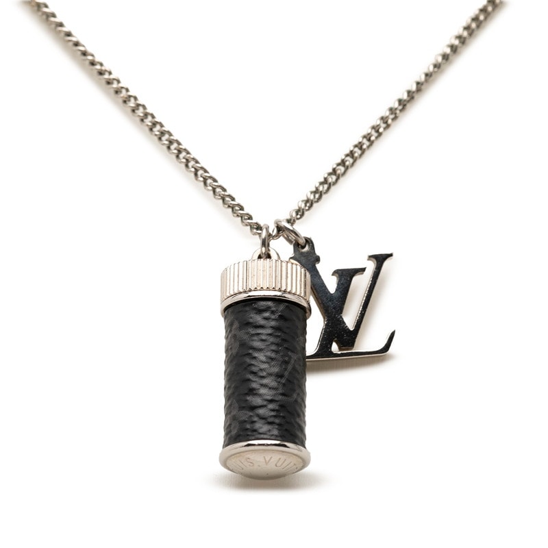 ルイ ヴィトン モノグラム エクリプス コリエチャームズ ネックレス M63641 ブラック シルバー メタル PVC メンズ LOUIS VUITTON 【中古】