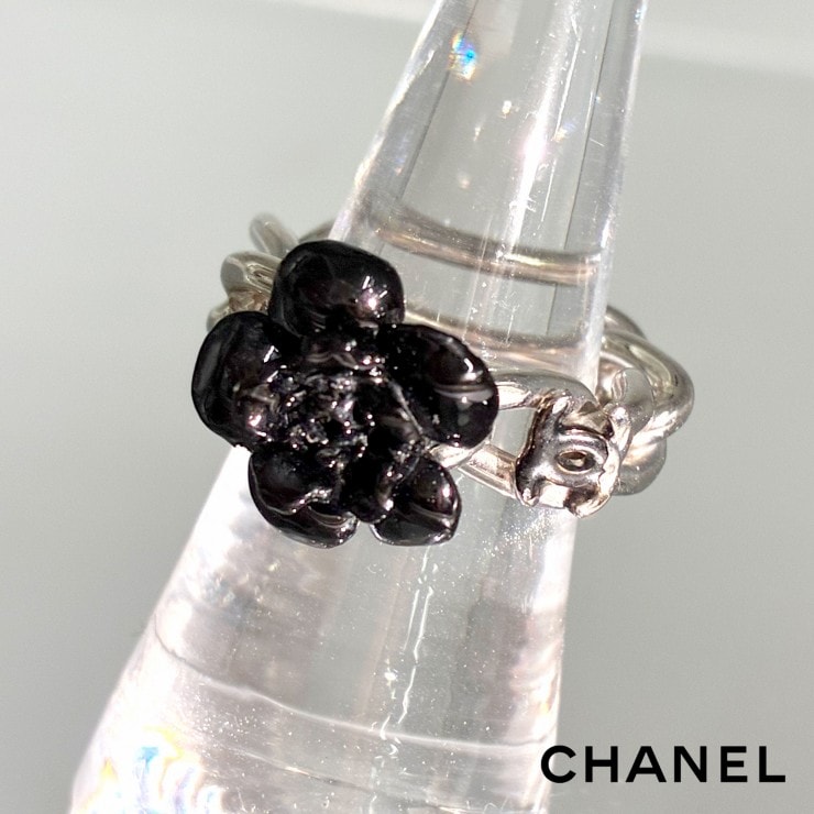 CHANEL シャネル カメリアモチーフ ココマーク リング 13号 指輪 04P 2004年 春夏コレクション アクセサリー シルバーカラー ブラック