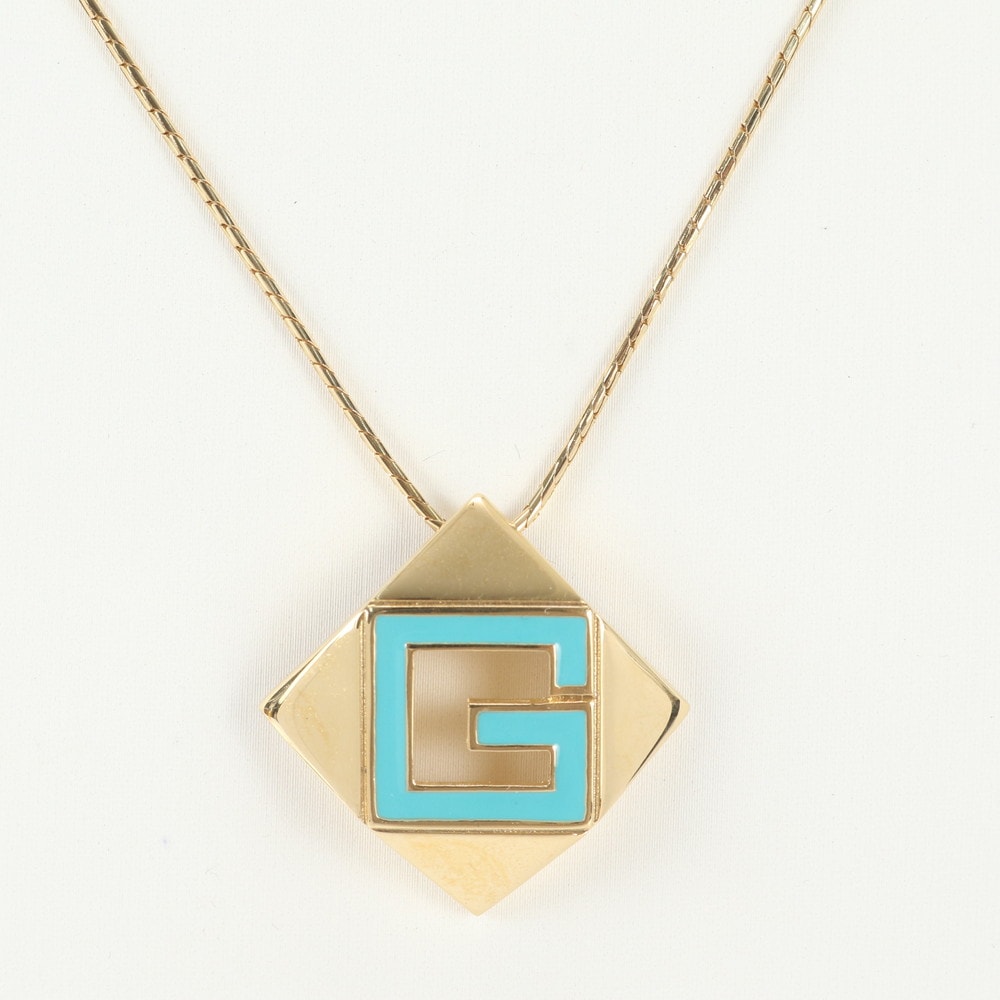 ■美品 ジバンシー Gロゴ ひし形 ペンダント アクセサリーネックレス