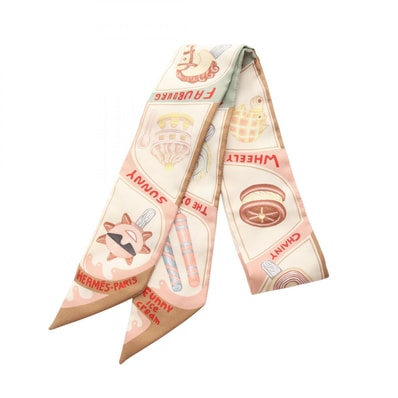 エルメス HERMES ツイリー Funny Ice Cream スカーフ 衣料品 シルク シルク レディース ブラウン系 / マルチカラー 【中古】