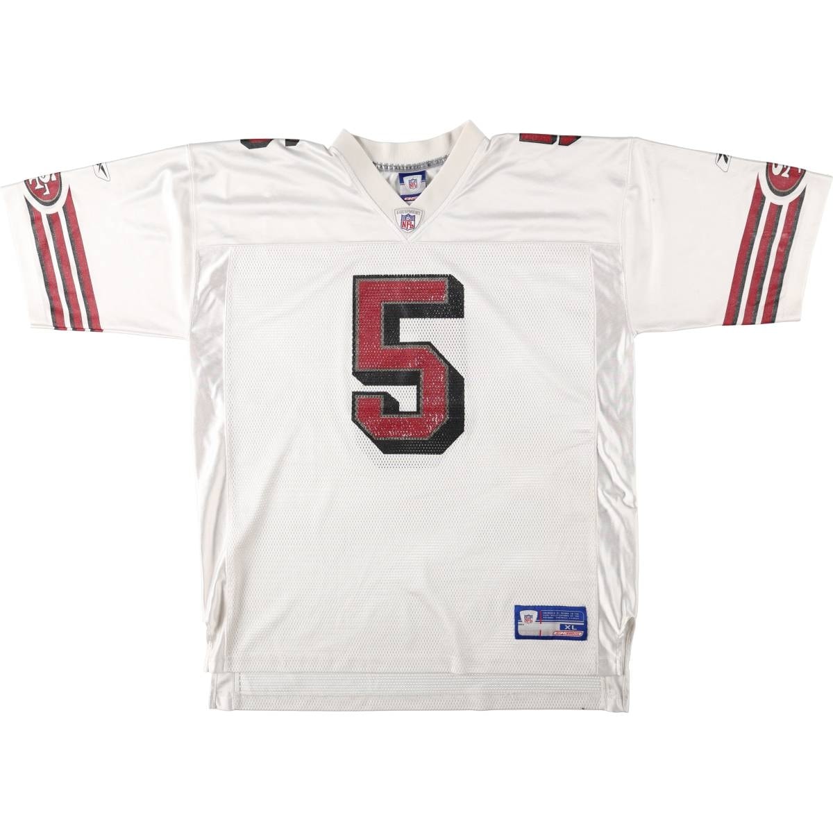 古着 リーボック Reebok NFL SAN FRANCISCO 49ERS サンフランシスコ フォーティーナイナーズ Vネック メッシュ 五分袖 ゲームシャツ フットボールシャツ メンズXL相当/eaa662617