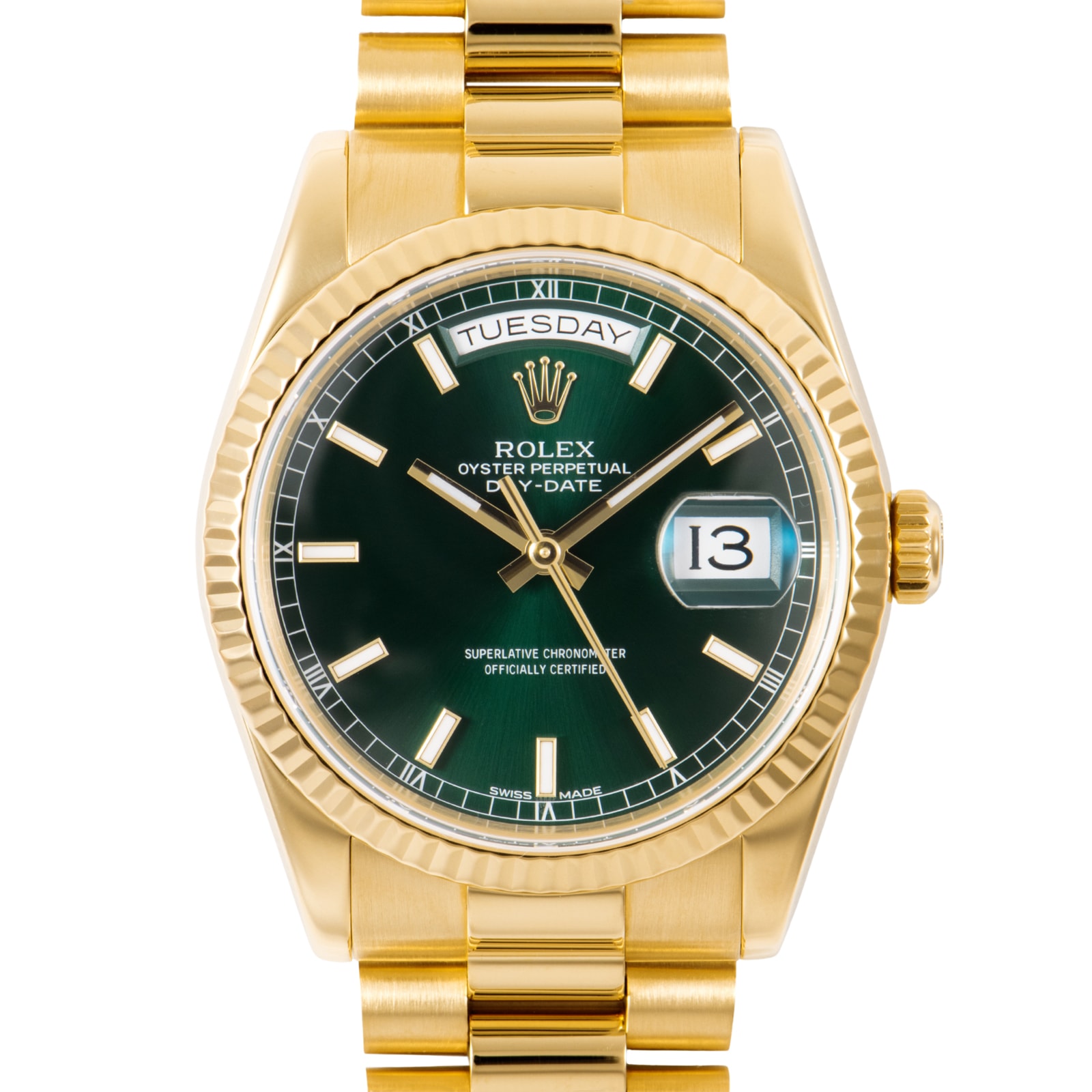 ROLEX ロレックス デイデイト グリーン D番 118238 K18YG【中古】