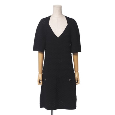 ■美品■CHANEL シャネル ワンピース サイズ42 14P ニットワンピース CCロゴ ココマークボタン フランス製 ブランド古着【中古】20250403/RA3992