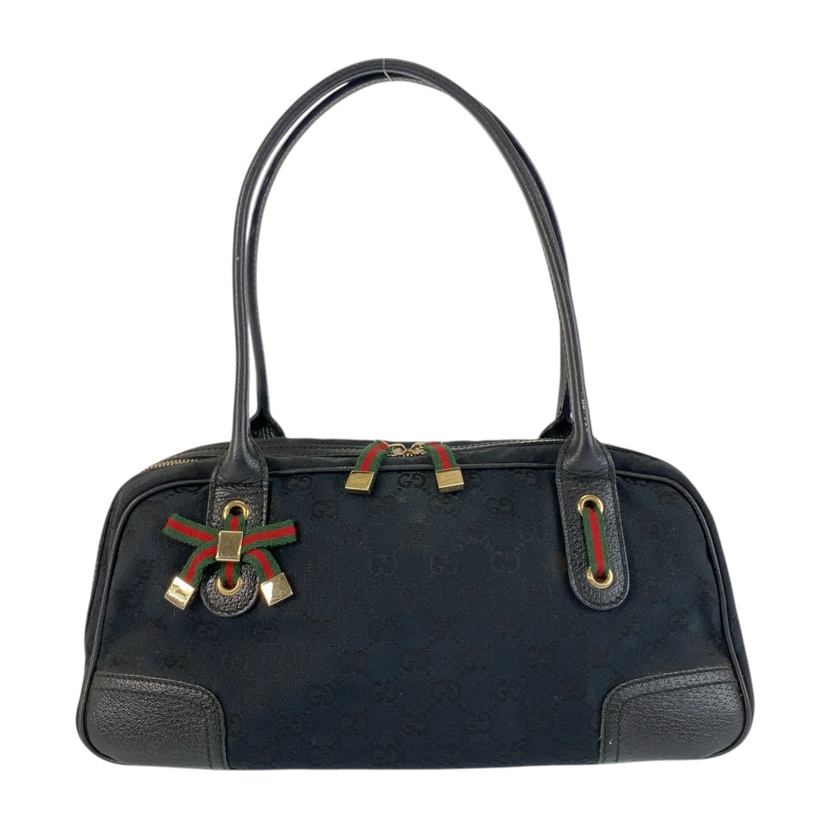 美品 GUCCI グッチ シェリーライン プリンシー ブラック 黒 ゴールド金具 GGキャンバス レザー/ ショルダーバッグ ミニボストンバッグ 506149 【中古】