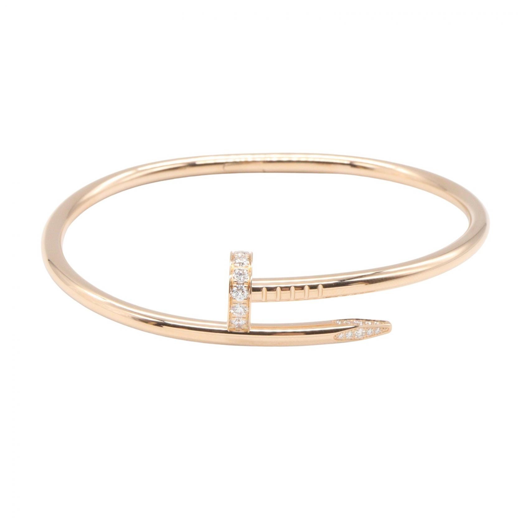 カルティエ CARTIER ジュストアンクル ダイヤ バングル ブレスレット アクセサリー K18PG(ピンクゴールド) ダイヤモンド レディース ゴールド系 【中古】