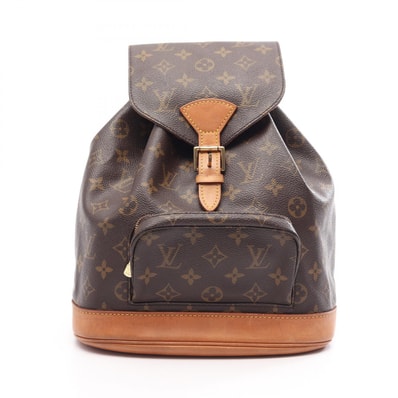 ルイ・ヴィトン LOUIS VUITTON モンスリMM モノグラム リュックサック バックパック バッグ PVCコーティングキャンバス レザー レディース ブラウン系 M51136 【中古】
