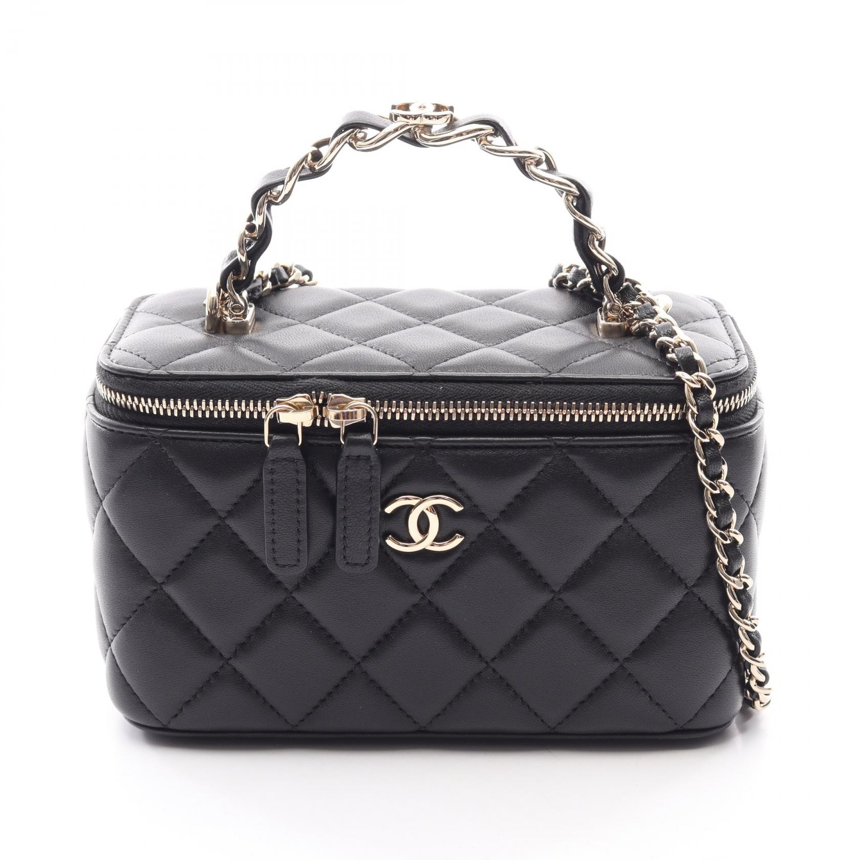 シャネル CHANEL マトラッセ バニティバッグ 2WAY ショルダーバッグ バッグ ラムスキン(羊革) レディース ブラック系 【中古】