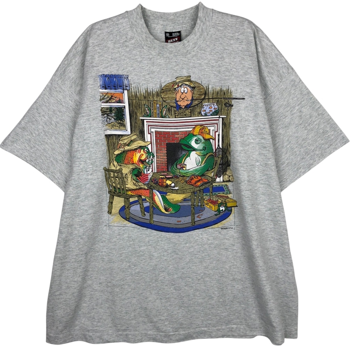 古着 90年代 フルーツオブザルーム FRUIT OF THE LOOM BEST 魚柄 アートTシャツ USA製 メンズXXL相当 ヴィンテージ/eaa638246