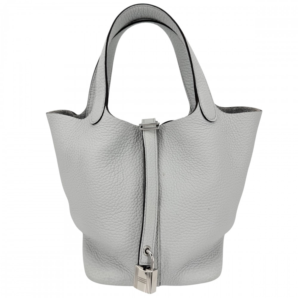 HERMES エルメス ハンドバッグ ピコタンロックPM ツイリー付き ライトブルー Z刻印 レザー    ブルーペール シルバー金具 レディース 2021年【中古品】