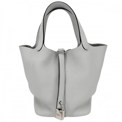 HERMES エルメス ハンドバッグ ピコタンロックPM ツイリー付き ライトブルー Z刻印 レザー ブルーペール シルバー金具 レディース 2021年【中古品】